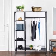 [아마존 핫딜] Gelinzon Multipurpose Industrial Coat Rack - Hall Tree Entryway Storage Shelves for Hallway Industrial Vintage Metal Multipurpose for Hallway, Black