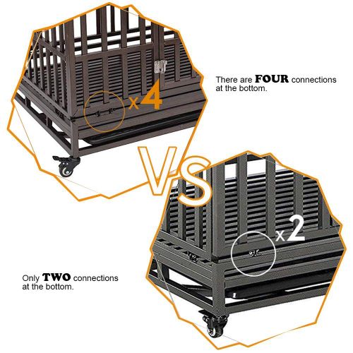  Gelinzon Heavy Duty Dog Cage Crate Kennel Playpen Large Strong Metal for Large Dogs and Pets, Easy to Assemble with Patent Lock and Four Lockable Wheels