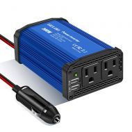 Geloo 300W Power Inverter DC 12V to 110V AC Car Charger Converter with 4.8A Dual USB Ports (Blue)