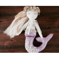 GemBobsCrafts Mermaid doll - Fabric doll - Cloth doll - softie plush cloth doll - mermaid nursery decor room - sea decor - gift for girls