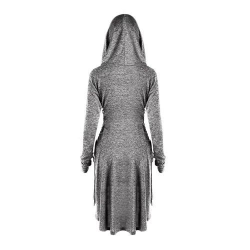  Gemijack Womens Halloween Costumes Medieval Renaissance Costume Long Sleeve Cosplay Hoodie Dress Cloak Grey