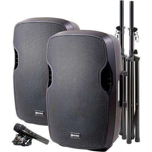  Gemini},description:The PA-SYS15 dual speaker PA package gives you everything you need to have a complete PA system. The active and passive speaker duo deliver incredible power and