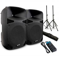 Gemini HPS-15BLU 15 Powered Speaker Pair with Stands and Power Strip