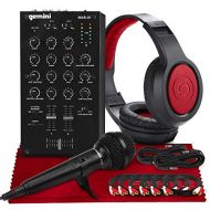 Gemini MXR-01 Professional 2-Channel DJ Mixer with Microphone and Headphones Deluxe Bundle