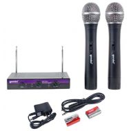 Brand New Gemini Vhf-2001m Dual Wireless Vhf Handheld Microphone System with (2) Mics with Built in Transmitters + Wireless Receiver