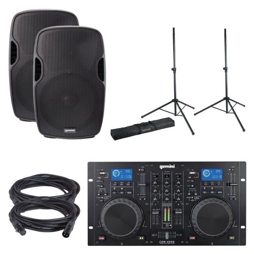  Gemini CDM-4000 DJ Media Player wAS-15P Speaker Pack