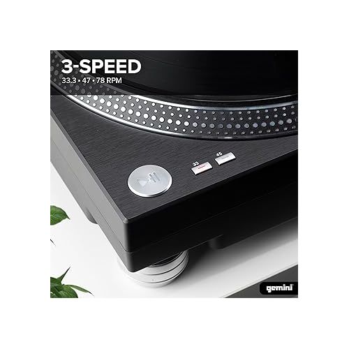  Gemini Sound 2 Speed Belt Drive Vinyl Record Player DJ Turn Table for Home Stereo with USB Interface and Audacity Software Included