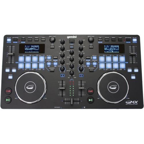  [아마존베스트]Gemini GMX Series Professional Audio DJ Multi-Format USB, MP3, WAV and DJ Software Compatible Media Controller System with Touch-Sensitive High-Res Jog Wheels,Black