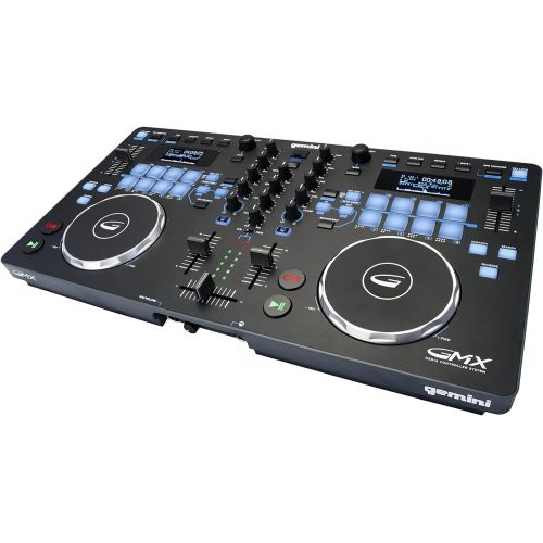  [아마존베스트]Gemini GMX Series Professional Audio DJ Multi-Format USB, MP3, WAV and DJ Software Compatible Media Controller System with Touch-Sensitive High-Res Jog Wheels,Black