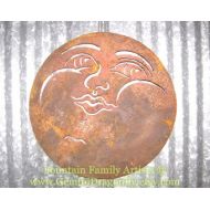 GeminiDragonfly Rusty Full Moon Face Garden Art from Recycled Metal
