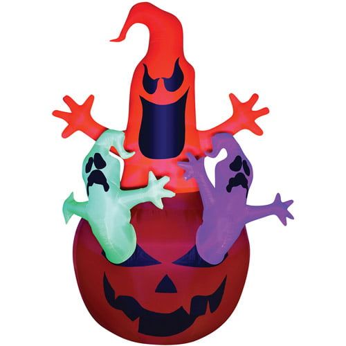  Morris Costumes Pumpkin Jack with Neon Color Ghosts Trio
