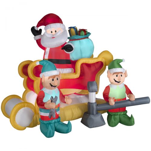  Gemmy Airblown Animated Santa with Sleigh Inflatable