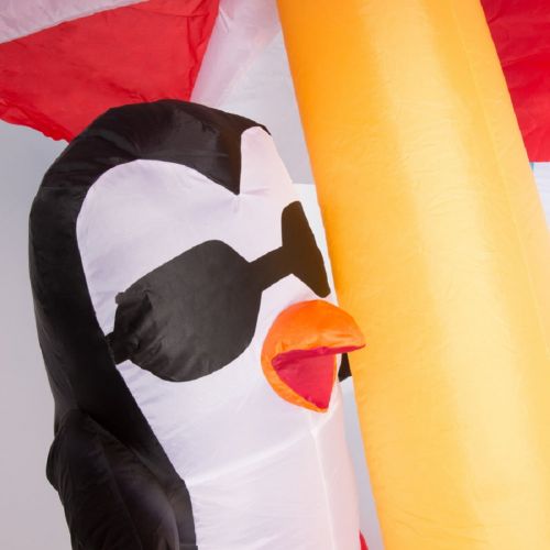  Gemmy Airblown Inflatable Penguins Beach Vacation Having Fun On A Slide Holiday Decor 7.5-foot Wide x 6-f