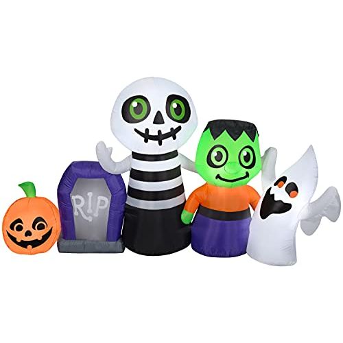  할로윈 용품Gemmy Christmas Airblown Inflatable Halloween Characters Collection Scene (WM), Multi