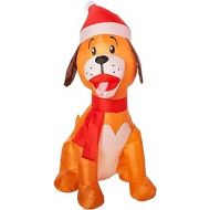 Gemmy Christmas Inflatable Puppy Dog W/Santa Hat