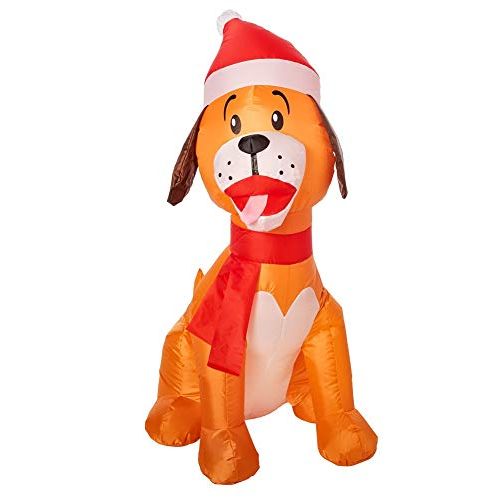  할로윈 용품Gemmy Christmas Inflatable Puppy Dog W/Santa Hat
