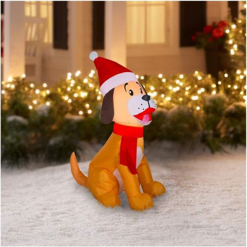  할로윈 용품Gemmy Christmas Inflatable Puppy Dog W/Santa Hat