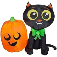 할로윈 용품Gemmy Halloween Airblown Inflatable 3.5 ft. Cat and Pumpkin