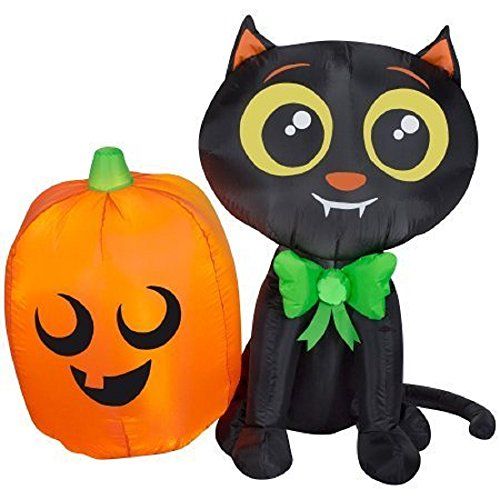  할로윈 용품Gemmy Halloween Airblown Inflatable 3.5 ft. Cat and Pumpkin