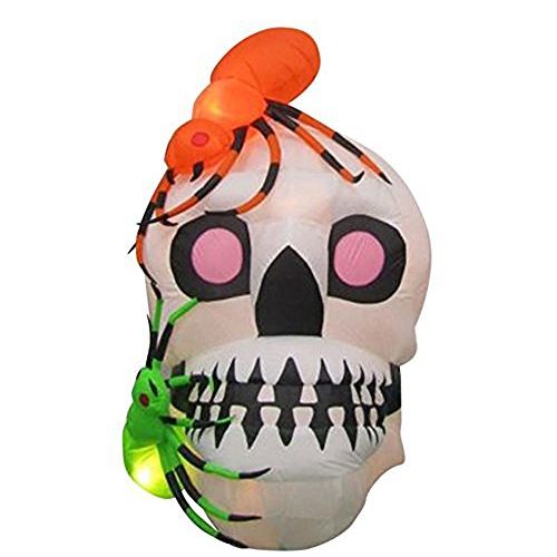  할로윈 용품Gemmy 5.5 ft. Inflatable-Skull with Spiders Scene Halloween Holiday Outdoor Yard Decor