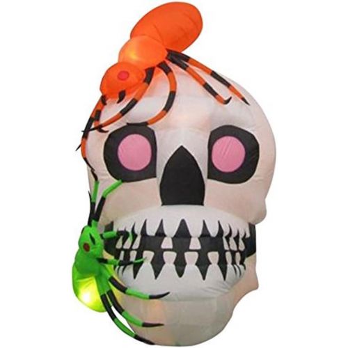  할로윈 용품Gemmy 5.5 ft. Inflatable-Skull with Spiders Scene Halloween Holiday Outdoor Yard Decor