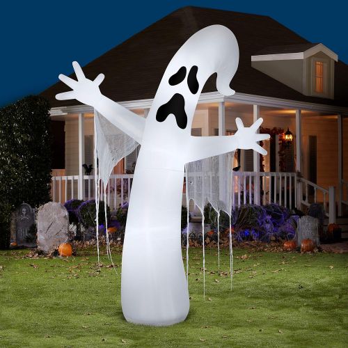  할로윈 용품Gemmy Airblown Whimsey Ghost w/Streamers Giant (C7 LED White), 12 ft Tall, White