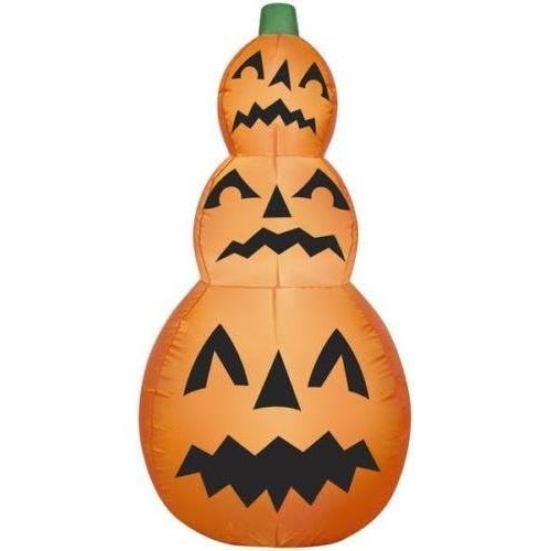  할로윈 용품Gemmy 73285 Pumpkin Stack-SM Scene Airblown Inflatable, Orange