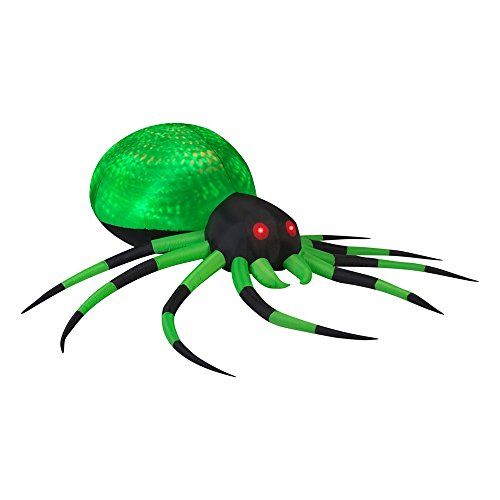  할로윈 용품Gemmy Airblown Inflatable Green Spider with Black and Green Striped Legs, 8-feet Wide x 8-feet Long x 2.5-feet Tall