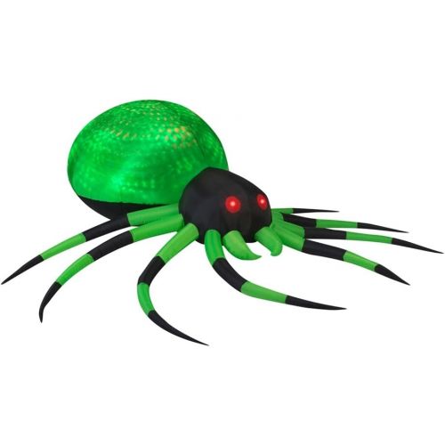  할로윈 용품Gemmy Airblown Inflatable Green Spider with Black and Green Striped Legs, 8-feet Wide x 8-feet Long x 2.5-feet Tall