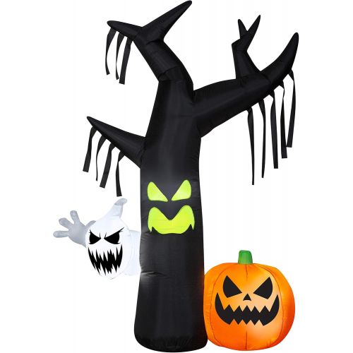  할로윈 용품Gemmy Airblown Tree w/Ghost & JOL Scene OPP, 7 ft Tall, Black