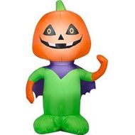 Gemmy Inflatable Outdoor Friendly Halloween Characters - 3.5 ft Tall (Super Hero Jack Pumpkin)