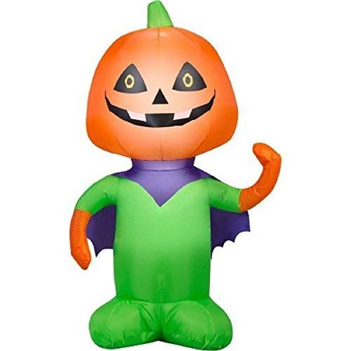  할로윈 용품Gemmy Inflatable Outdoor Friendly Halloween Characters - 3.5 ft Tall (Super Hero Jack Pumpkin)
