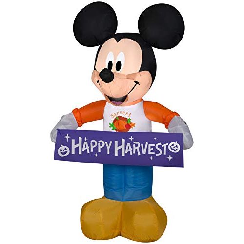  할로윈 용품Gemmy Airblown Harvest Mickey Mouse Disney, 3.5 ft Tall, Multicolored