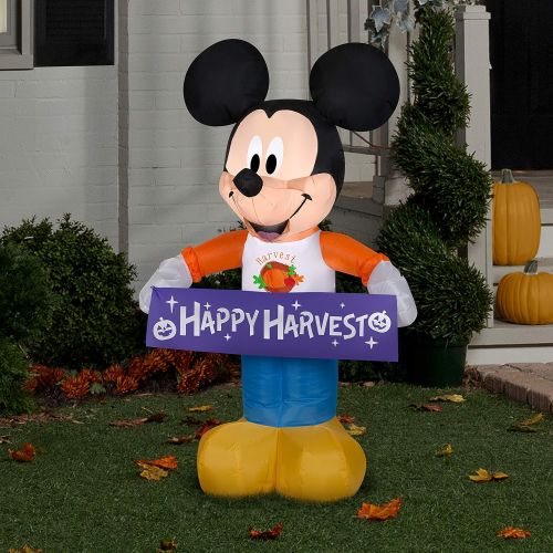  할로윈 용품Gemmy Airblown Harvest Mickey Mouse Disney, 3.5 ft Tall, Multicolored