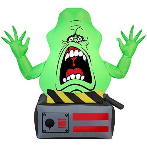  할로윈 용품Gemmy Airblown Slimer Ghost on Ghost Trap Ghostbusters, 3.5 ft Tall, Green