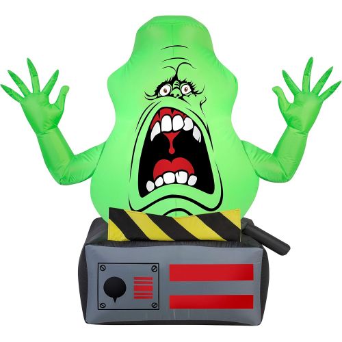  할로윈 용품Gemmy Airblown Slimer Ghost on Ghost Trap Ghostbusters, 3.5 ft Tall, Green