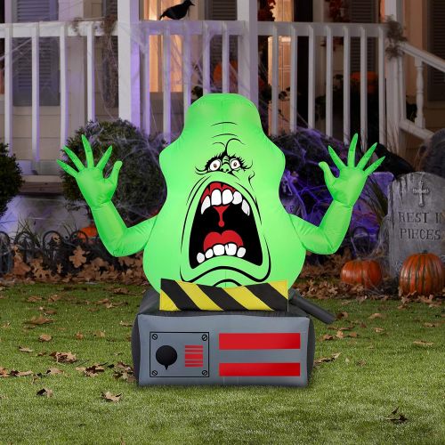  할로윈 용품Gemmy Airblown Slimer Ghost on Ghost Trap Ghostbusters, 3.5 ft Tall, Green