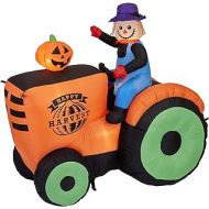 Gemmy 6 Airblown Inflatable Harvest Hayride Scarecrow on Tractor