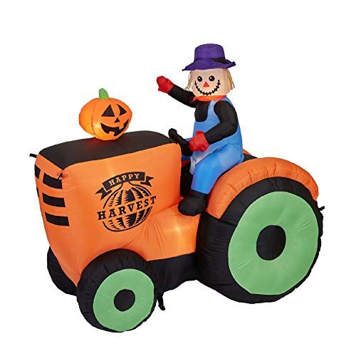  할로윈 용품Gemmy 6 Airblown Inflatable Harvest Hayride Scarecrow on Tractor