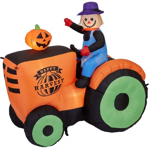  할로윈 용품Gemmy 6 Airblown Inflatable Harvest Hayride Scarecrow on Tractor