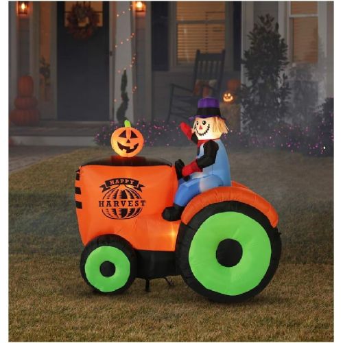  할로윈 용품Gemmy 6 Airblown Inflatable Harvest Hayride Scarecrow on Tractor
