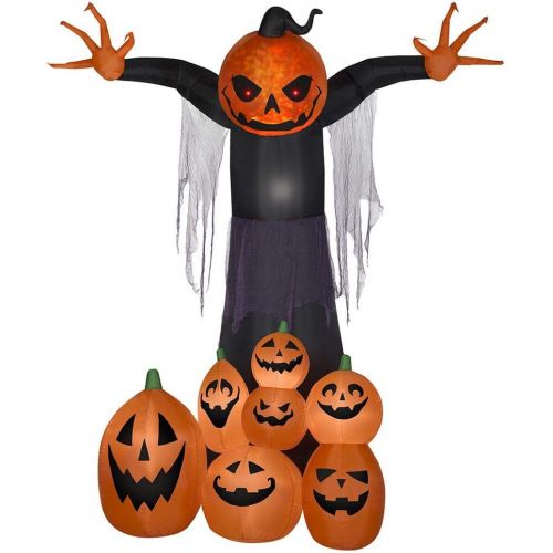  할로윈 용품Gemmy LightShow 9FT Halloween Projection Inflatable Fire and Ice Pumpkin Reaper Outdoor Decoration