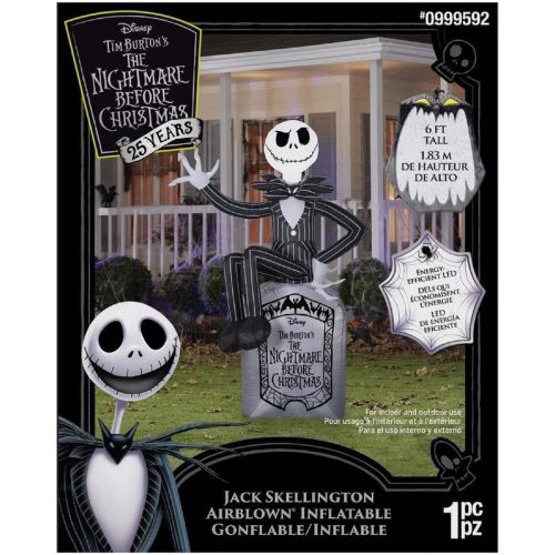  할로윈 용품Gemmy 6 Jack Skellington on Grave Stone Disney Nightmare Before Christmas Halloween Inflatable