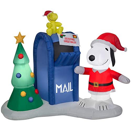  할로윈 용품Gemmy 6.5 Airblown Snoopy and Woodstock w/Mailbox Scene Peanuts Christmas Inflatable