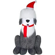 할로윈 용품Gemmy 7Ft. Christmas Inflatable Airblown Sheep Dog with Santa Hat Indoor/Outdoor Holiday Decoration