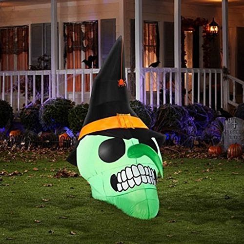  할로윈 용품Gemmy Halloween Inflatable 6 FT Evil Skull AIRBLOWN Outdoor Yard Prop
