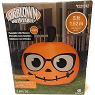 할로윈 용품Gemmy 5 Airblown Inflatable Nerdy Jack-O-Lantern Pumpkin w/Glasses Yard Decoration 224143