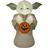 Gemmy 3.5 Airblown Yoda Holding Pumpkin Star Wars Halloween Inflatable