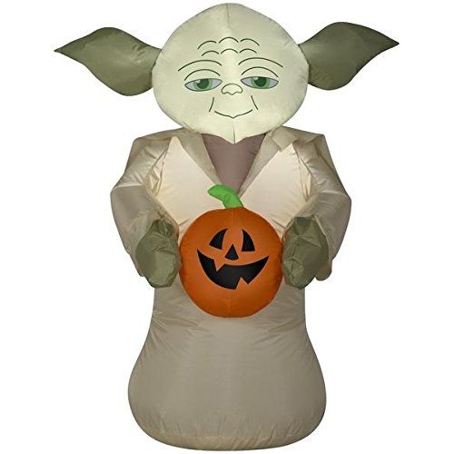  할로윈 용품Gemmy 3.5 Airblown Yoda Holding Pumpkin Star Wars Halloween Inflatable