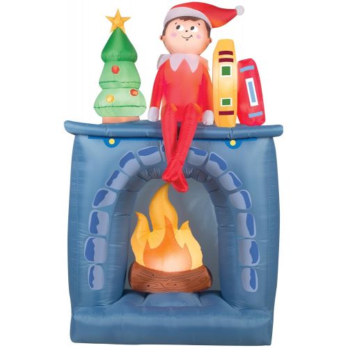  Gemmy (Sun Star) UHC Airblown Inflatable Elf on Shelf Scout on Fireplace Christmas Decoration